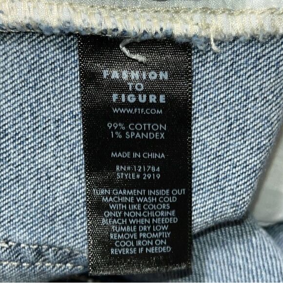 FTF High-Rise Destructed Raw Hem Light Wash Flare Jeans - Picture 13 of 13